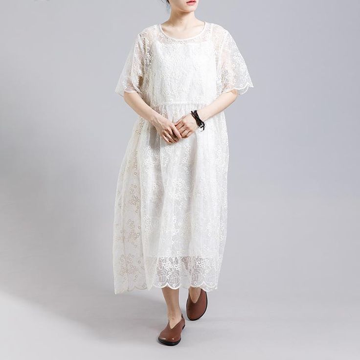 Floral Embroidery Transparent Dress With Lining - Omychic Transparent Dress, Petticoat, Floral Embroidery, Lace Skirt, Sleeve Length, Embroidery, Floral, Dresses