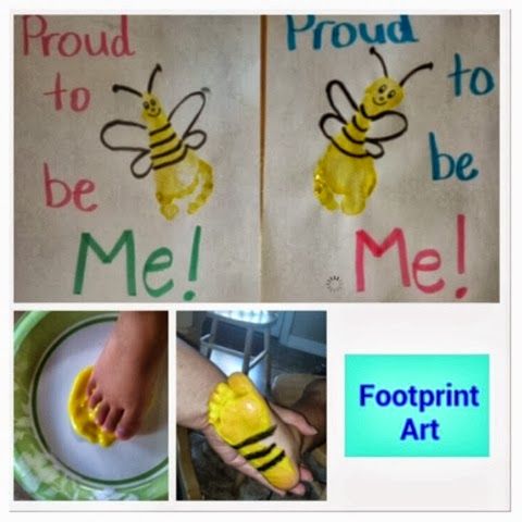 two pictures with the words footprint art written on them