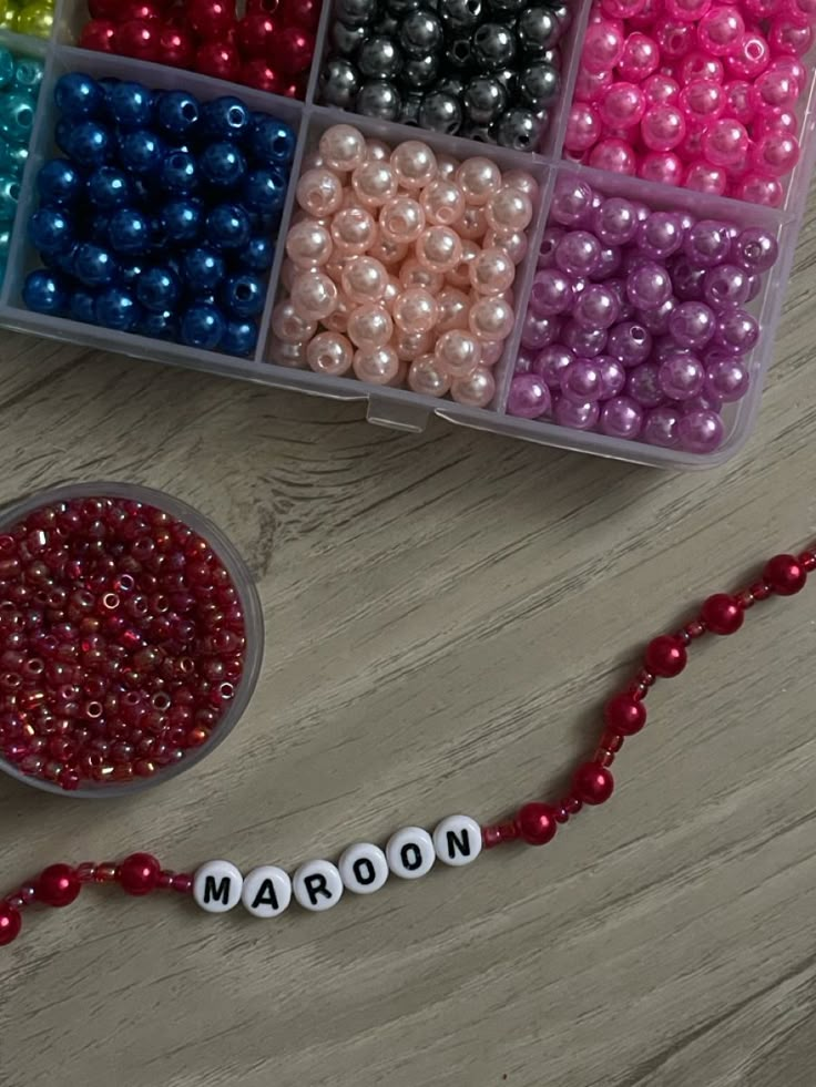 the beads are arranged in different colors to spell out mardi gras or new year's eve