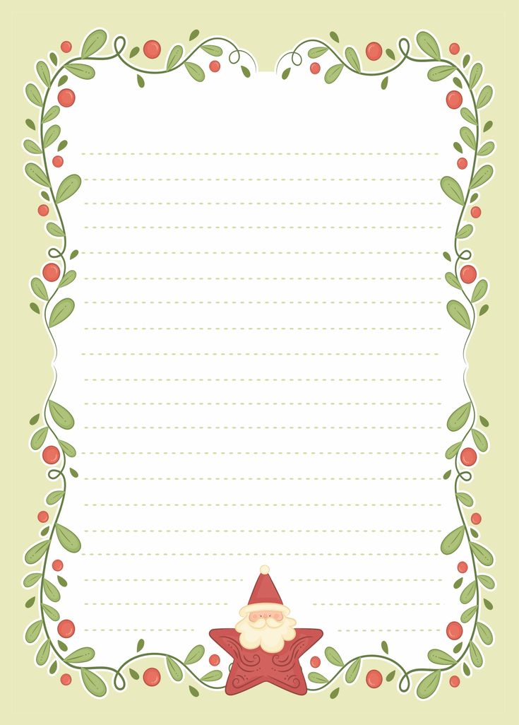 a christmas letter with a santa clause and holly wreath around it, on a green background