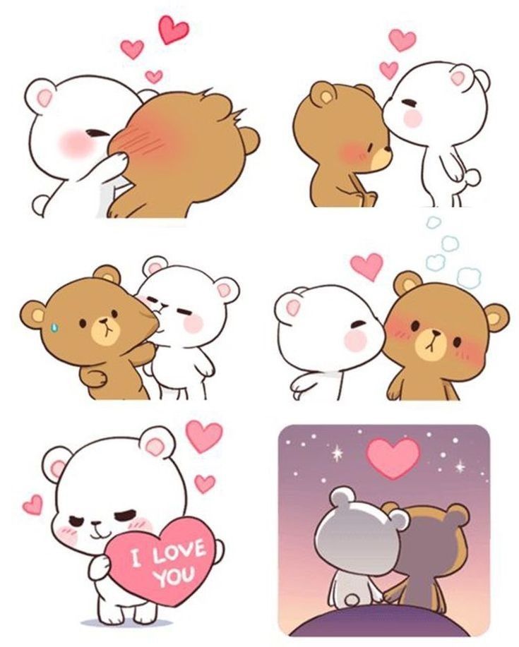 some cute little bears with hearts on their chest and one bear holding a heart in its paws