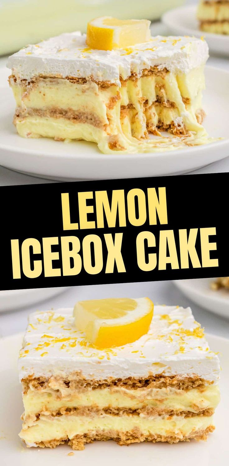 Lemon Icebox Cake No Bake Key Lime Icebox Cake, Healthy Icebox Cake, Easy Fluff Desserts, Easy Dessert Recipes With Cool Whip, Lemon Icebox Dessert, Easy Icebox Desserts, Lemon Ice Box Cake Recipe, Lemon Icebox Cake Recipe, Lemon Pudding Desserts Easy