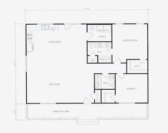 the floor plan for a two bedroom, one bath apartment with an attached kitchen and living room