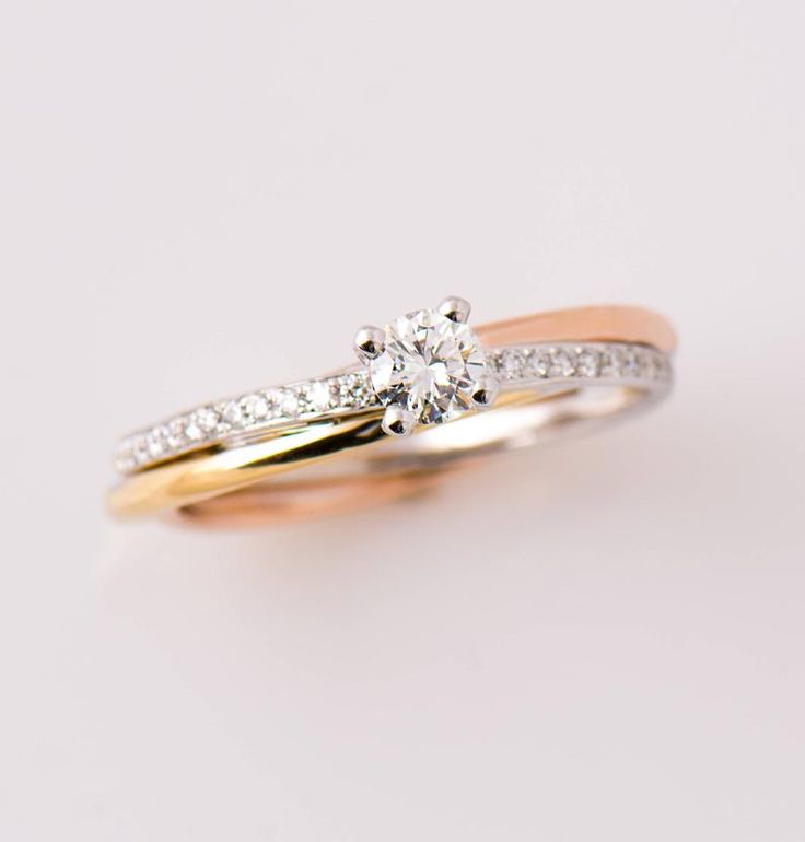 two tone gold and white diamond engagement ring