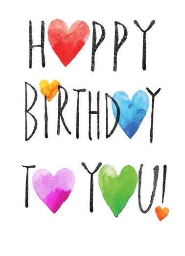 the words happy birthday to you are painted in watercolors on a white background