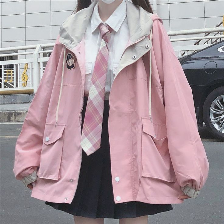 Black Cargo Jacket, Harajuku Jacket, Preppy Mode, Korean Colors, Big Size Fashion, Casual Punk, Outfit References, 일본 패션, Oversize Women