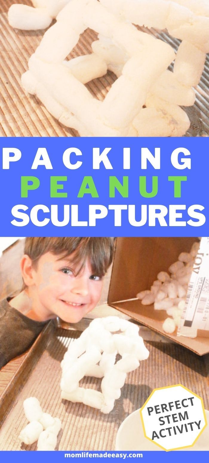 there are many pieces of paper machs on the table with text reading packing peanuts sculptures