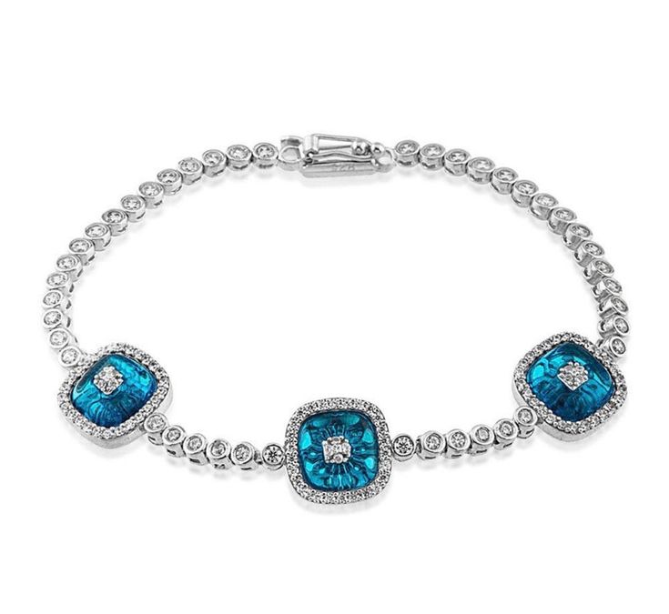 According to Turkish belief, the evil eye bead protects you from all bad energies. And we make this blue zirconia evil eye bead bracelet for you. Elegant with square model, cubic structure and tennis chain.. Special occasions nearby that you can gift = New Year, Thanksgiving,Hannukah, New Year ,Christmas Day 925 Solid Sterling Silver 14K Solid Gold High Quality Jewelry Handcrafted Jewelry from Turkey Packaged brand new in box Price for 1 piece Materiel * 925 sterling silver PRODUCTION TIME * 3-5 Blue Diamond Evil Eye Jewelry, Blue Diamond Bracelets As Gift, Blue Diamond Bracelet For Gift, Blue Cubic Zirconia Bracelet Gift, Elegant Blue Evil Eye Bracelet, Elegant Blue Sterling Silver Evil Eye Bracelet, Eye Bead Bracelet, Women Bracelets, Tennis Chain