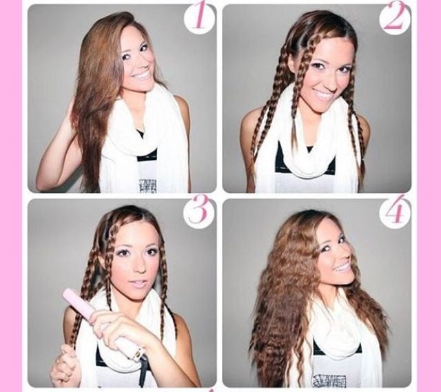 Put your hair in braids and slide a straightener down each one to create a crimped style. Crimped Hair, 80s Hair, Hair Tutorials For Medium Hair, Hair Dos, Wedding Flower, Diy Hairstyles, Wavy Hair, Hair Tutorial, New Hair