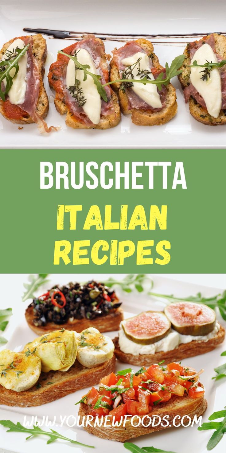 bruschetta italian recipes with text overlay