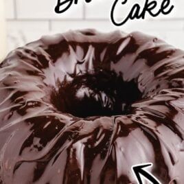 a chocolate bundt cake sitting on top of a counter