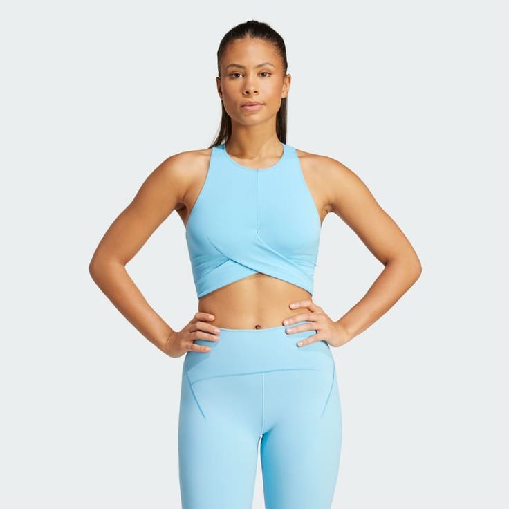 adidas AEROREADY Adisoft Yoga Tank Top - Blue | Women's Yoga | adidas US Cycle Stages, Arm Balances, Yoga Tank Top, Yoga Tank, Yoga Tank Tops, Reduce Waste, Life Cycle, Carbon Footprint, Raw Material