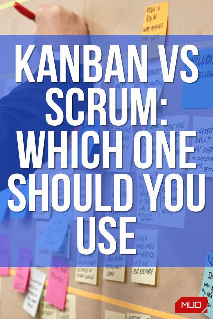 the words kanban vs scrum which one should you use? on a bulletin board