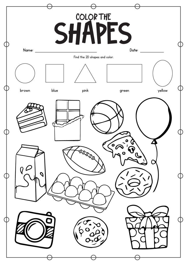 color the shapes worksheet for kids with pictures and words to help them learn