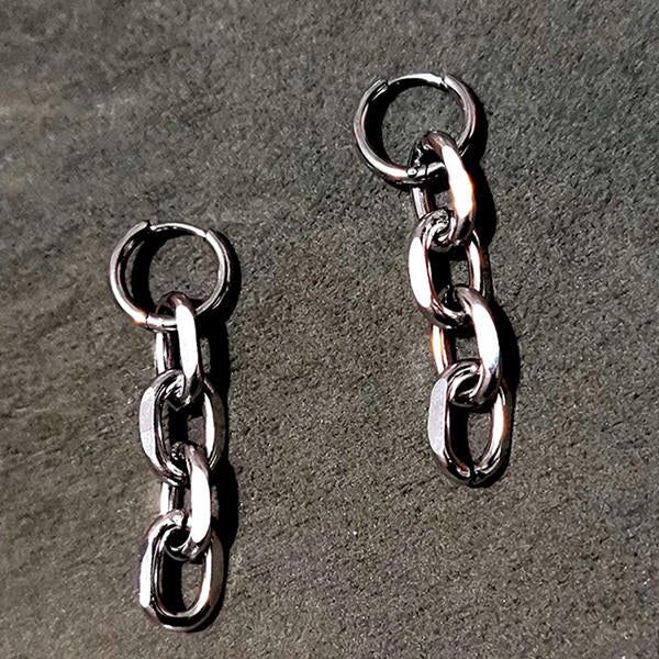 Free shipping Worldwide Silver Chain Hoop Earrings As Gift, Elegant Silver Cartilage Earrings With Chain, Silver Chain Link Earrings As Gift, Silver Chain Link Earrings For Gift, Silver Dangle Chain Cartilage Earrings, Chunky Chain Link Earrings, Single Chain Link Earring In Metal, Everyday Chain Dangle Hoop Earrings, Silver Link Earrings For Everyday