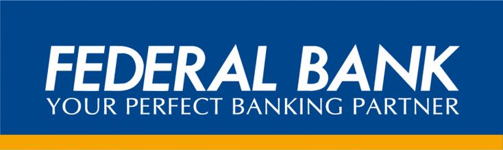 the federal bank logo is shown in blue, yellow and white with an orange stripe