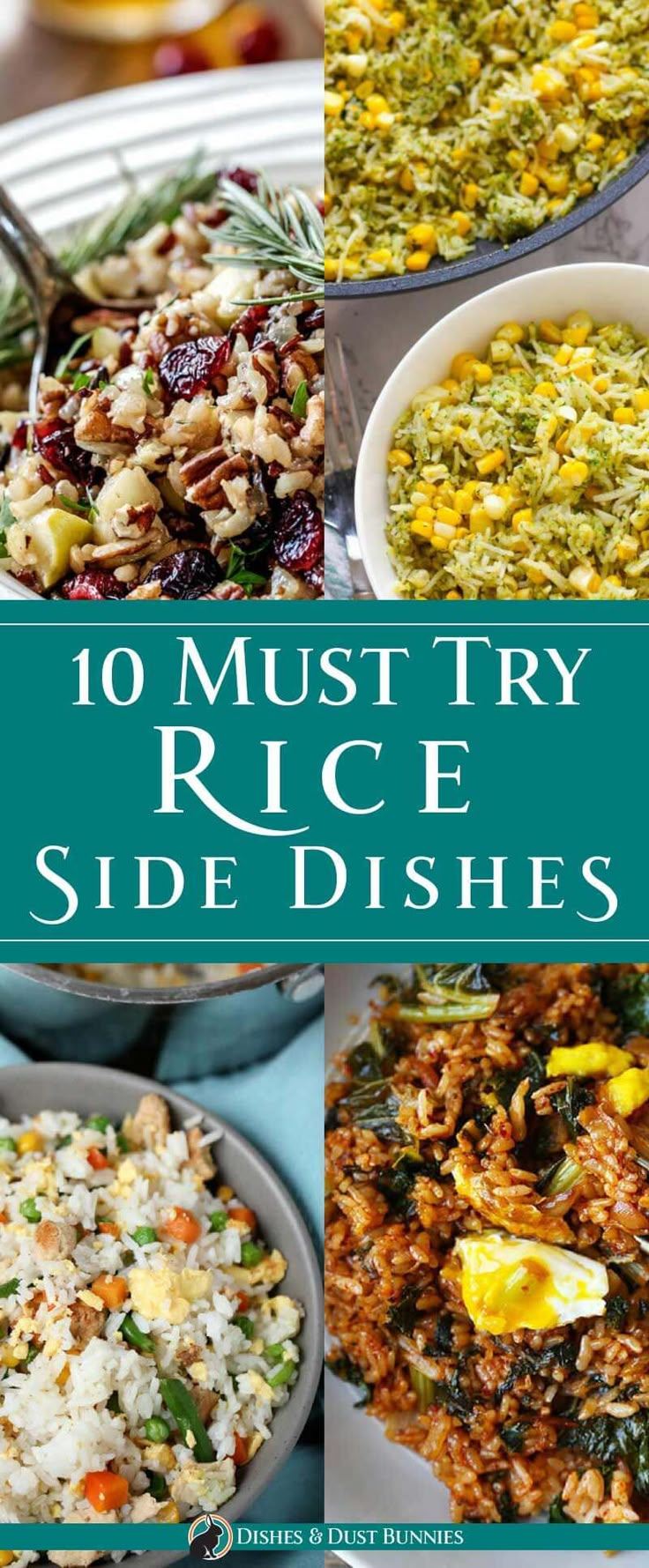 the cover of 11 must try rice side dishes, with pictures of different types of rice