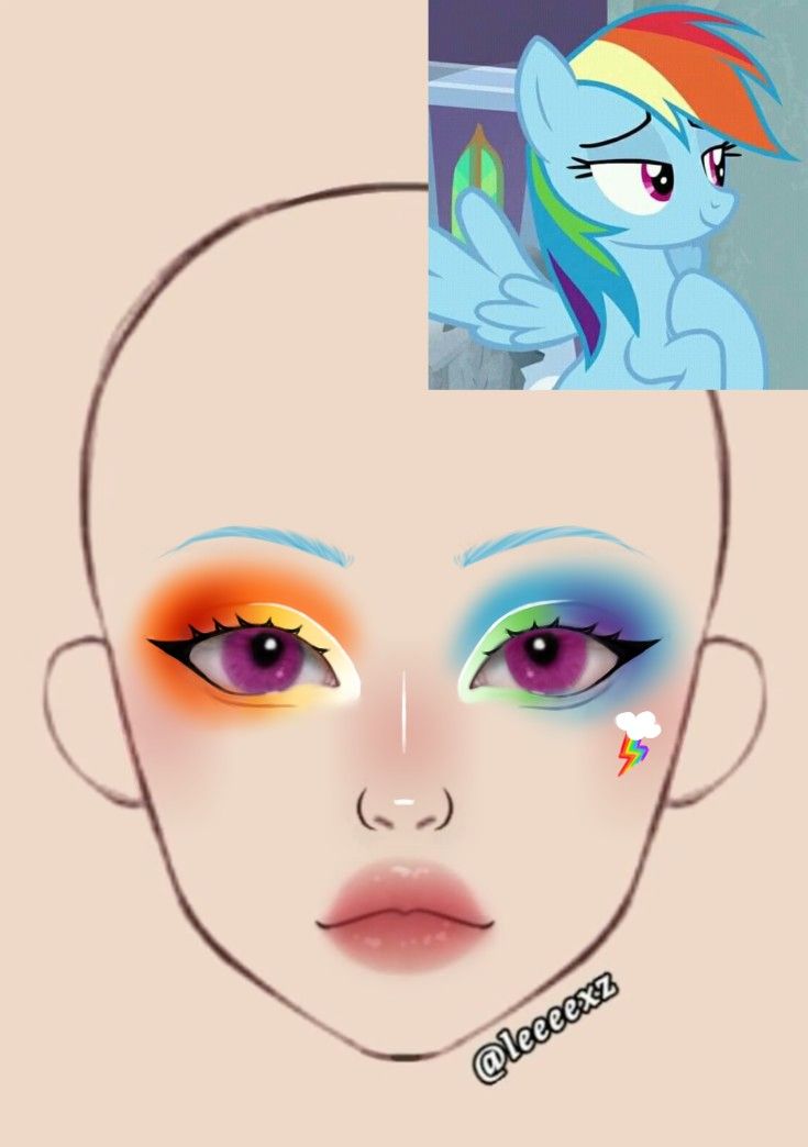 Video Game Inspired Makeup, Sonic Makeup Look, Fluttershy Cosplay Makeup, Rainbow Dash Cosplay Makeup, Rainbow Dash Nails, Rarity Makeup, Pre Shower Makeup Ideas, Rainbow Dash Makeup, Character Makeup Looks