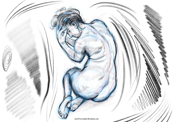 a drawing of a naked man in motion