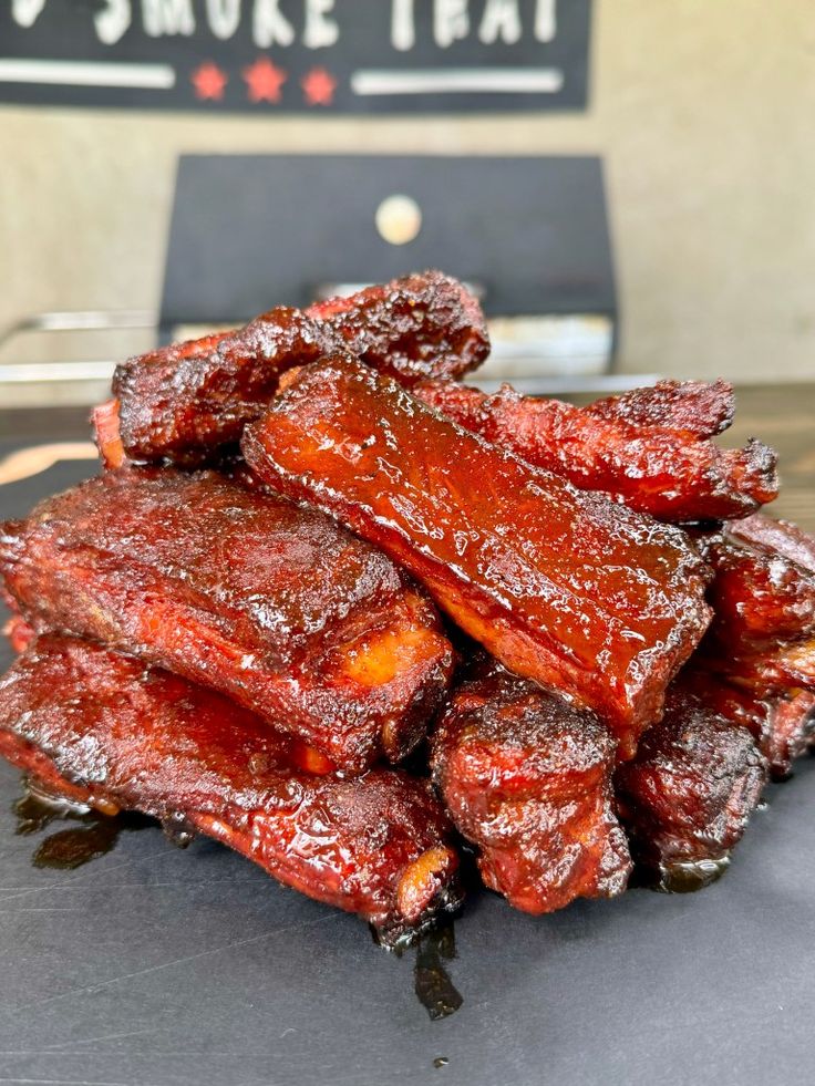 barbecue ribs piled on top of each other