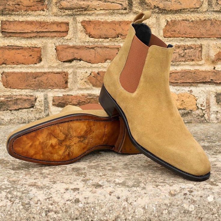 Maani Chelsea Boots - Q by QS Brown Chelsea Boots With Suede Lining For Formal Occasions, Formal Goodyear Welted Suede Chelsea Boots, Formal Suede Chelsea Boots With Plain Toe, Elegant Suede Chelsea Boots With Plain Toe, Business Chelsea Boots In Suede With Snip Toe, Business Chelsea Boots With Snip Toe In Suede, Classic Slip-on Winter Boots, Suede Chelsea Boots With Leather Sole For Business, Formal Winter Moc Toe Chelsea Boots