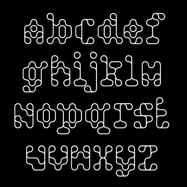 some type of font that is white on black