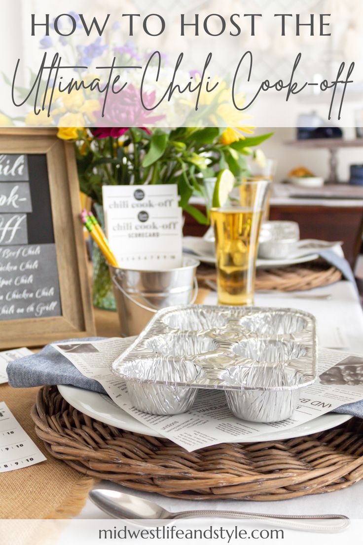 the ultimate guide to host the ultimate chic cook - off, with text overlay that reads how to host the ultimate chic