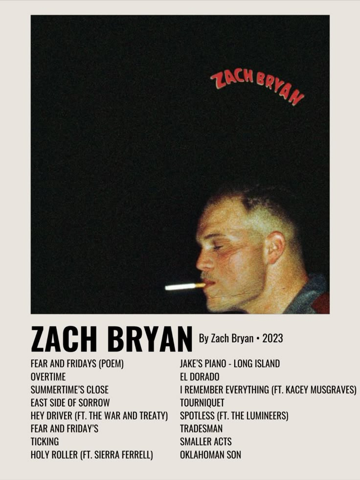 the poster for zach ryan's upcoming album