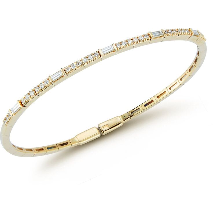 Sofer Jewelry - Baguettes and Round Diamond Bangle in 14K Yellow Gold Bangles Indian, Wrist Game, Bangles Style, Baguette Cut Diamond, Diamond Bangle, Diamond Eternity, Baguette Cut, Jewellery Designs, Night Sky