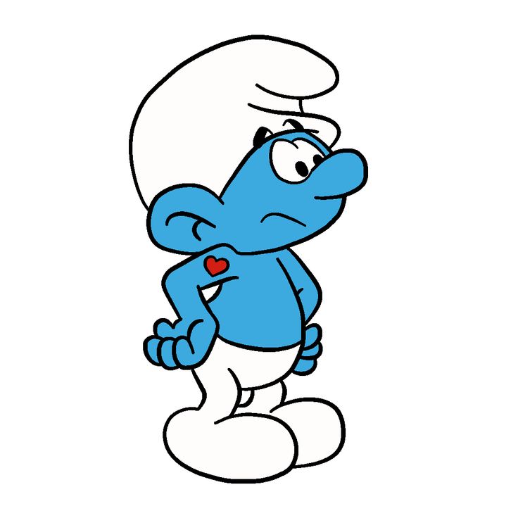 the smurf is standing with his arms crossed