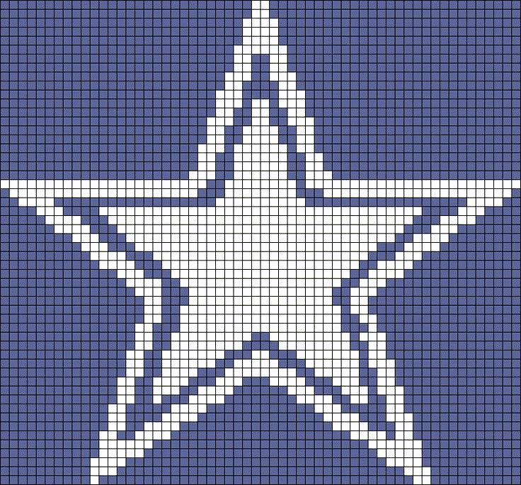 a blue and white cross stitch pattern with a star in the middle on it's side