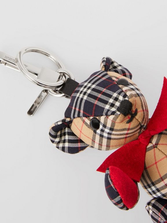 Thomas Bear Charm in Small Scale Check Cotton in Antique Yellow | Burberry United States - cell image 1.. Luxury Keychain With Key Clip As Gift, Luxury Keychain With Key Clip For Gift, Gift Inspo, Key Bag, Bag Charms, Key Design, Animal Dolls, Key Rings, The Collection