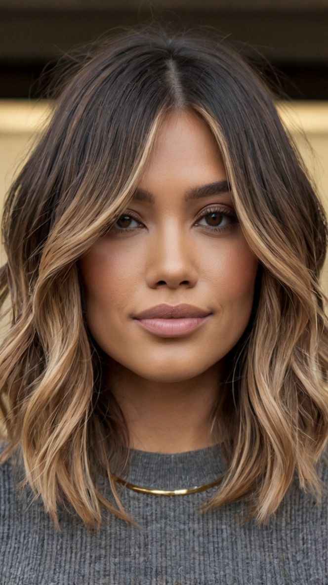 Lob Haircuts with Balayage Asian Lob Haircut, Layered Bob Hairstyles Shoulder Length, Lob Balayage, Haircuts With Balayage, Balayage Lob, Lob Haircuts, Chic Hairstyle, Layered Haircuts For Medium Hair, Haute Hair