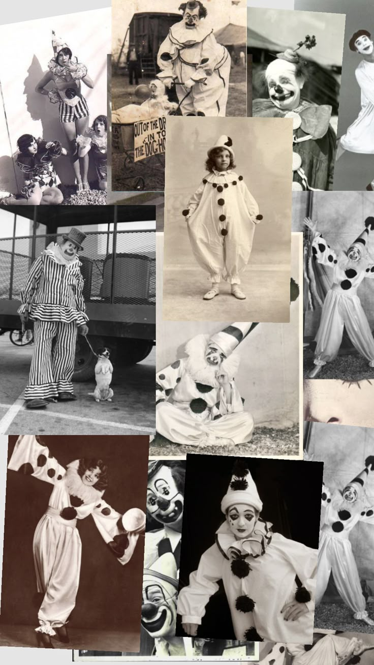 an old black and white photo shows clowns in costumes from the early 1900's