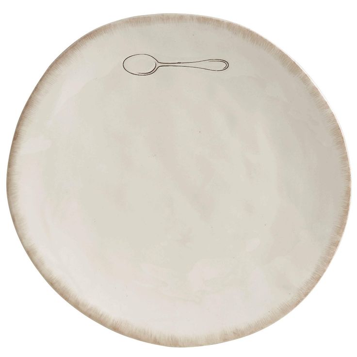 a white plate with a spoon drawn on it