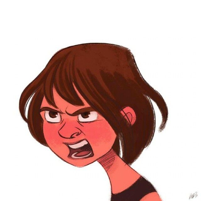 a drawing of a woman with an angry look on her face