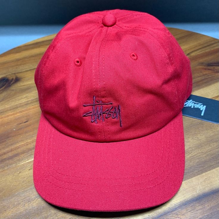 Up For Sale Stussy Ho18 Stock Low Pro Cap New With Tags Men's Size One Size Color: Red Casual Red Baseball Cap For Streetwear, Red Casual Dad Hat With Curved Brim, Casual Red Dad Hat With Curved Brim, Red Cap For Streetwear, Classic Red Dad Hat With Curved Brim, Urban Red Snapback Hat, Red Curved Brim Baseball Cap For Streetwear, Red Urban Snapback Hat, Red Adjustable Dad Hat For Streetwear