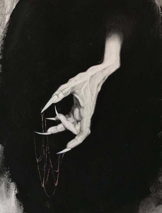 a black and white drawing of a hand holding something in it's left hand