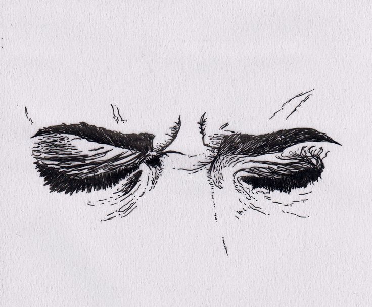 a drawing of two eyes with long eyelashes