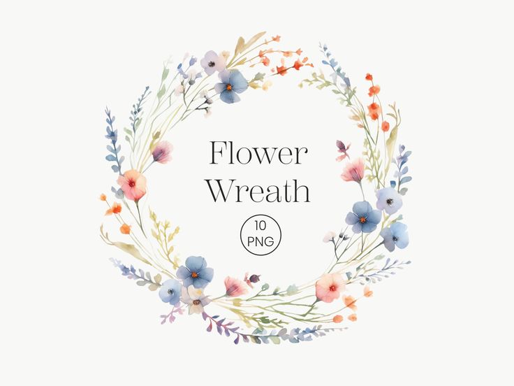 the flower wreath logo with watercolor flowers