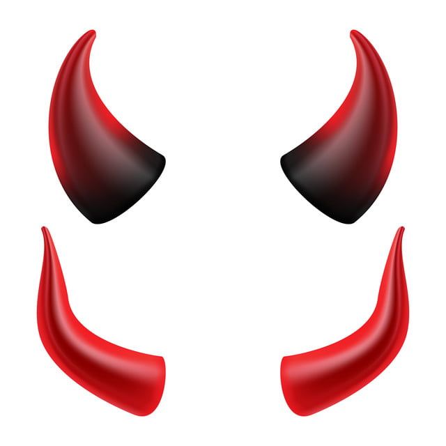 a red devil's eyes and horns are shown in the shape of a smile