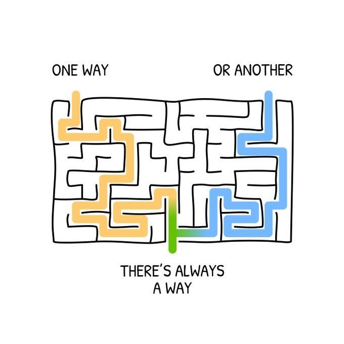 a maze with one way or another there's always a way written on it