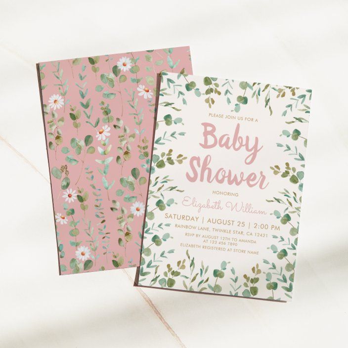 two baby shower cards sitting next to each other