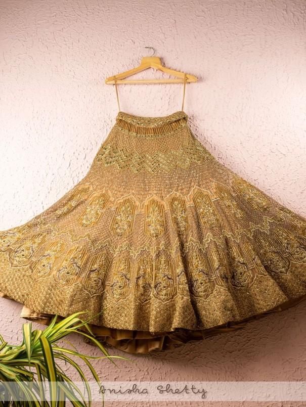 Monotone Gold Bridal Lehenga With Zardosi, Cutdana An Sequence Work And Net Dupatta (Set of 3) Fabric details: Lehenga - Net Blouse - Net Dupatta - Net Embroidery: Lehenga - Zardosi, Cutdana An Sequence Work Blouse - Zardosi, Cutdana An Sequence Work Dupatta - Zardosi, Cutdana An Sequence Work Wash Care Instructions: Dry clean only Note: This product is made to order. No returns The product will be shipped within 4-6 weeks of the order placed Net Embroidery Lehenga, Gold Bridal Lehenga, Sharara Saree, Lehenga Embroidery, Embroidery Lehenga, Sequence Blouse, Net Embroidery, Sharara Suits, Net Blouses