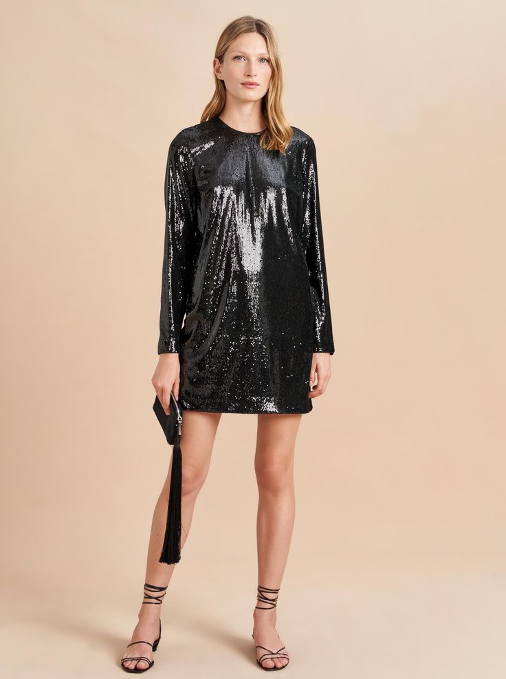 Soirée Mini Dress – La Ligne Vivian Dress, Sequin Shift Dress, Black Sequin Mini Dress, Chelsea Girls, Long Sleeve Sequin, Lulu Dresses, Turtle Neck Dress, Sequin Mini, Dress Mini