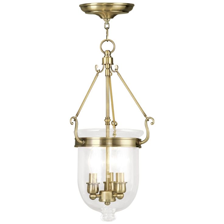 3 Light Antique Brass Chain Lantern Antique Lantern Chandelier, Bell Jar Lantern Pendant, Chrome Lantern Pendant, Antique Brass Lantern Pendant, Lorford Medium Semi-flush Lantern, Livex Lighting, Lamps Plus, Brass Chain, Antique Brass