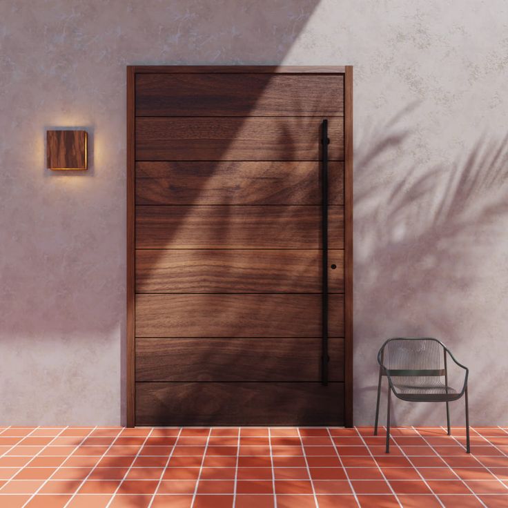 With a door slab made of nothing but horizontal planks, the Pacifica Pivot Door is sublime in its simplicity. This design is perfect for extra-wide doors, adding a sense of scale to any space. Pictured with Door Matched Wood Jamb. Modern Cedar Front Door, Pivot Front Door, Sliding Cabinet Door Hardware, Wide Doors, Barn Door Floor Guide, Custom Exterior Doors, Wooden Door Entrance, Carriage Garage Doors, Exterior Materials