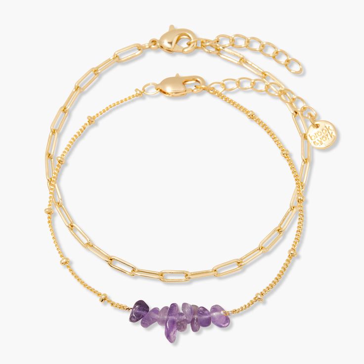 Add some personalized flair to your style with our Alex Birthstone Bracelet Set. Featuring a mini paperclip chain in gold, this custom set also includes a unique birthstone bracelet. Because who says you can't be stylish and sentimental at the same time?! Available in 14k gold plated brass Alex Birthstone Bracelet natural bead size: 4mm bead size can slight vary, Length: 6.5" satellite chain with with 1" extender Colette Mini Chain Bracelet: 6" paperclip chain with 2" extender Lobster claw closu 14k Gold Filled Stackable Chain Bracelet Gift, Minimalist Gold Chain Bracelet With Birthstone, Adjustable 14k Gold Filled Paperclip Bracelet, Gold Gemstone Chain Bracelet As Gift, Gold Chain Bracelet With Gemstone For Gift, Trendy Gold Plated Paperclip Bracelet For Gift, Gift Paperclip Bracelet With Adjustable Chain, Trendy Tarnish Resistant Paperclip Bracelet As Gift, Adjustable Tarnish Resistant Paperclip Bracelet As Gift