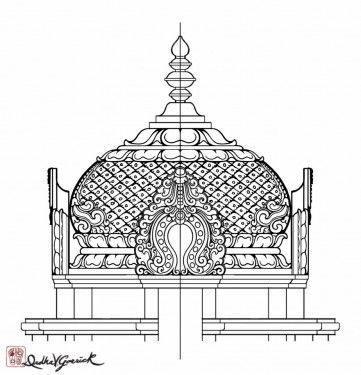 an architectural drawing of a gazebo with intricate designs on the top and bottom part