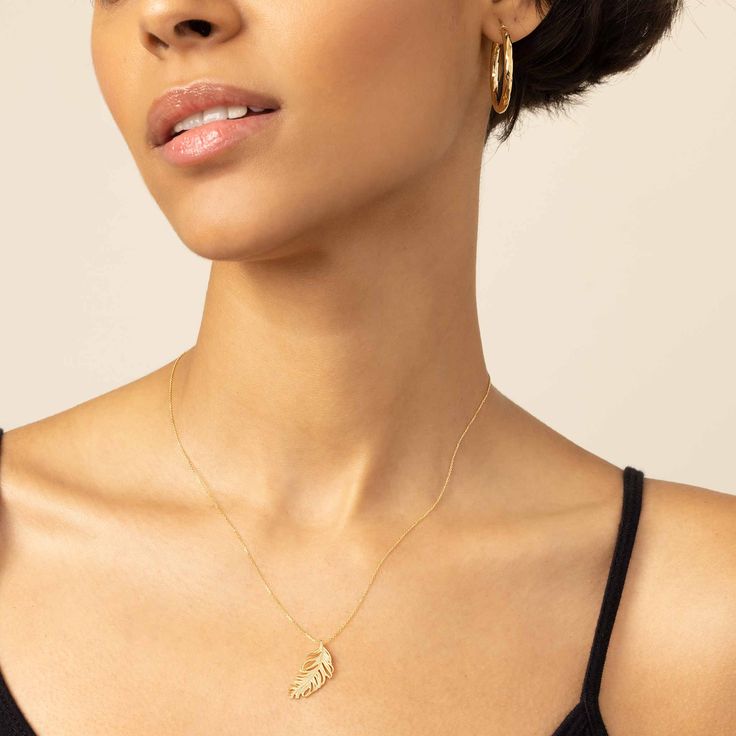 #All Elegant and ethereal, our Fine as a Feather Pendant Necklace is ideal for everyday wear. This gorgeous pendant features full and intricate leaves designed in solid gold so you'll never have to take it off. The Finer Points: #YellowGold-14kSolidGold Metal: 14 Karat Yellow Gold Construction: 0.95 Inch Long Pendant, Spring Ring Closure Weight: 2.2 Grams Origin: Crafted in Vicenza, Italy Yellow Gold Leaf Shape Nature-inspired Jewelry, 14k Yellow Gold Leaf-shaped Jewelry, Yellow Gold Plated Leaf-shaped Jewelry, Leaf-shaped Yellow Gold Plated Jewelry, Sterling Silver Leaf-shaped Jewelry In Yellow Gold, Minimalist Yellow Gold Leaf Jewelry, Elegant Everyday Leaf-shaped Jewelry, Elegant Leaf-shaped Everyday Jewelry, Everyday Gold Leaf Jewelry